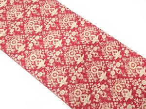 花更紗模様織り出し　名古屋帯